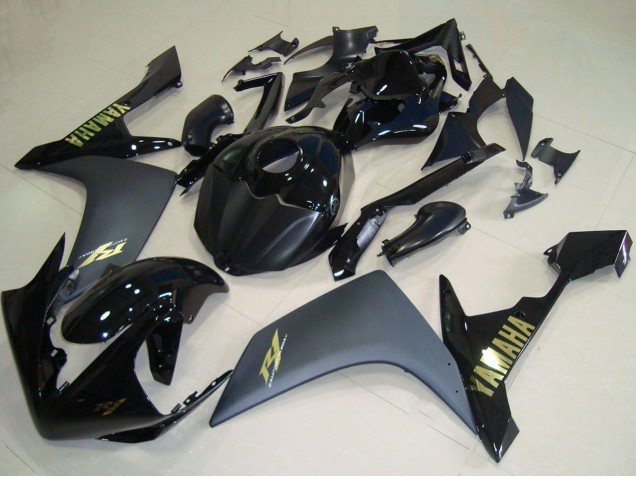 2007-2008 Yamaha YZF R1 Motorcycle Fairings - Glossy Black Matte Black Gold Canada