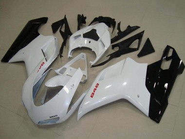 Cheap 2007-2014 Ducati 848 Motorcycle Fairings - White Glossy Black Canada