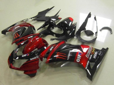 Cheap 2008-2012 Kawasaki ZX250R Motorcycle Fairings - Candy Red Glossy Black Elf Touch4 Monster Canada