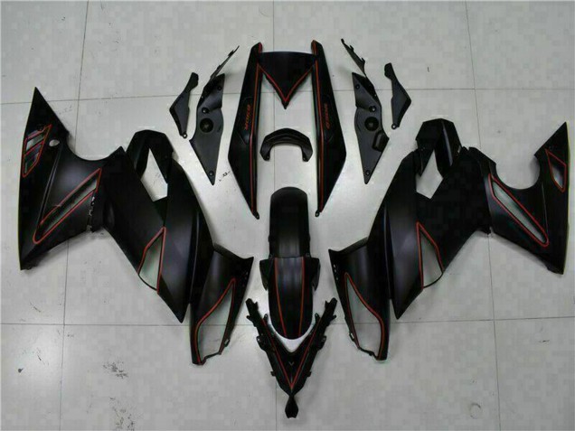 2009-2011 Kawasaki EX650 Motorcycle Fairings - Matte Black Red Stripe Canada