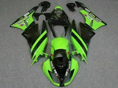 Cheap 2009-2012 Kawasaki ZX6R Motorcycle Fairings - Green Glossy Black Elf Touch4 Bridgestone Canada