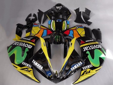Cheap 2012-2014 Yamaha YZF R1 Motorcycle Fairings - Glossy Black Yellow Green White Blue MoviStar Monster Canada