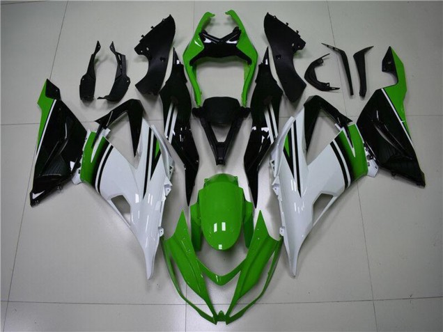 2013-2018 Kawasaki ZX6R Motorcycle Fairings - Green White Glossy Black Canada