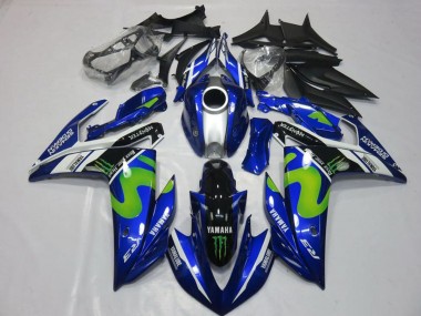 Cheap 2015-2018 Yamaha YZF R3 Motorcycle Fairings - Blue White Black Green MoviStar Monster Canada