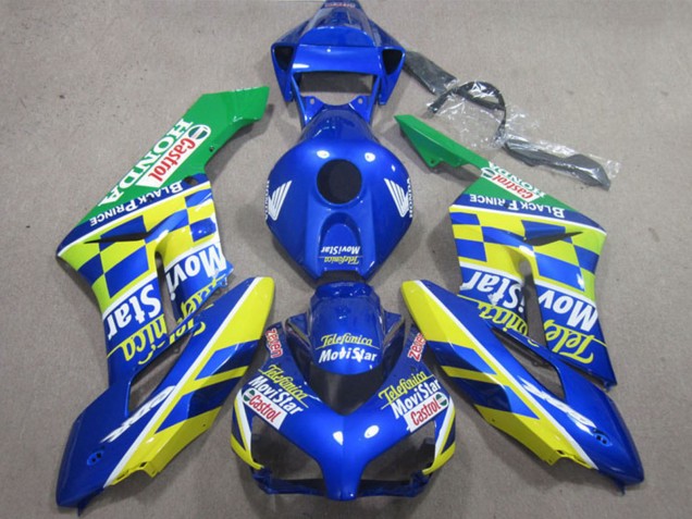 2004-2005 Honda CBR1000RR Motorcycle Fairings - Blue Yellow Green Telefonica MoviStar Castrol Canada