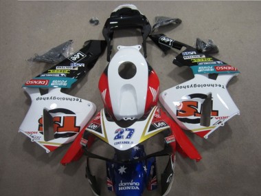 Cheap 2003-2004 Honda CBR600RR Motorcycle Fairings - White Red Blue Glossy Black Denso 27 Canada