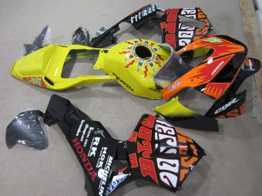 Cheap 2003-2004 Honda CBR600RR Motorcycle Fairings - Yellow Orange Glossy Black Rossi Repsol 46 Canada