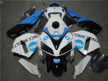 Cheap 2005-2006 Honda CBR600RR Motorcycle Fairing - White Blue Glossy Black Konica Minolta Canada