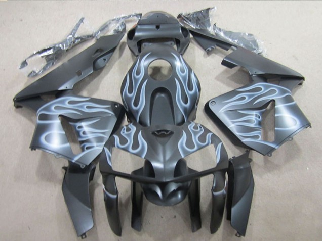 2005-2006 Honda CBR600RR Motorcycle Fairings - Matte Black Silver Flame Canada
