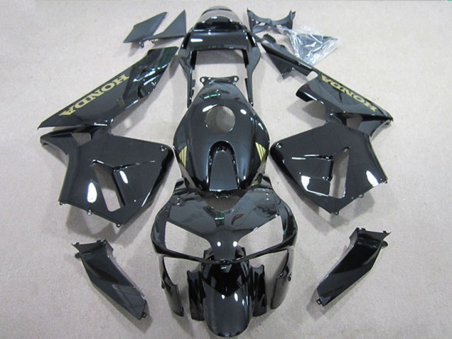2005-2006 Honda CBR600RR Motorcycle Fairings - Glossy Black Gold Decal Canada