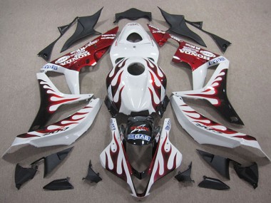 Cheap 2007-2008 Honda CBR600RR Motorcycle Fairings - White Red Glossy Black Flame Canada