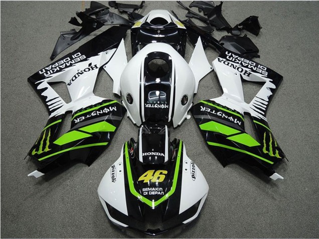 2013-2026 Honda CBR600RR Motorcycle Fairings - White Green Glossy Black Semakin Didepan Monster Canada