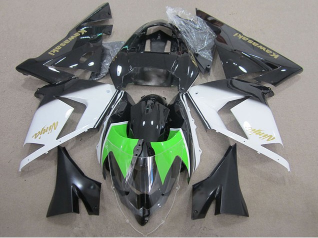 2004-2005 Kawasaki ZX10R Motorcycle Fairings - Black White Gold Ninja Canada