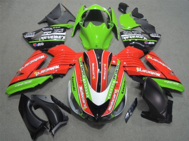 Cheap 2006-2011 Kawasaki ZX14R ZZR1400 Motorcycle Fairings - Green Red White Black Elf Motocard Canada