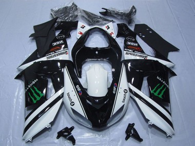 Cheap 2007-2008 Kawasaki ZX6R Motorcycle Fairings - Black White Monster Touch4 Canada