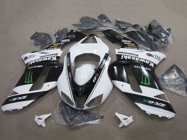 Cheap 2007-2008 Kawasaki ZX6R Motorcycle Fairings - Black White Monster Canada