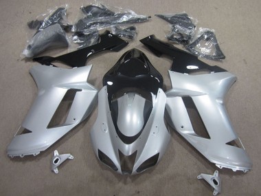 Cheap 2007-2008 Kawasaki ZX6R Motorcycle Fairings - Silver Black Canada