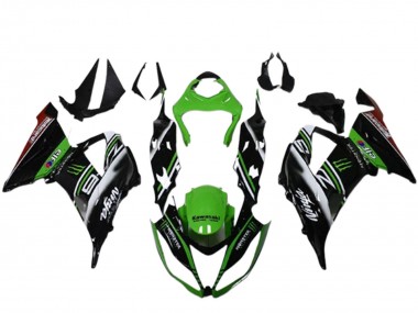 Cheap 2013-2018 Kawasaki ZX6R Motorcycle Fairings - Green Black White Elf Monster Canada