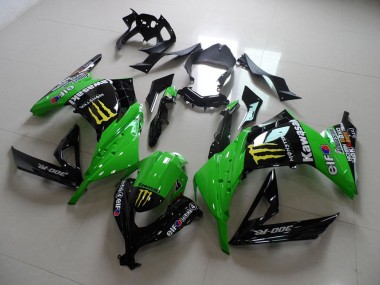 Cheap 2013-2018 Kawasaki ZX300R Motorcycle Fairings - Green Glossy Black Yellow Elf Touch4 Monster Canada