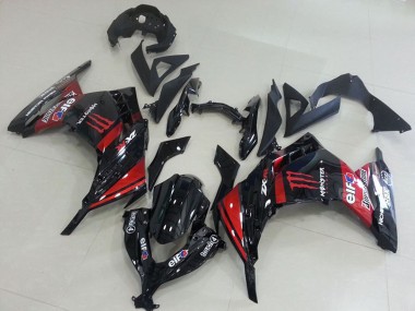 Cheap 2013-2018 Kawasaki ZX300R Motorcycle Fairings - Glossy Black Red Elf Touch4 Monster Canada