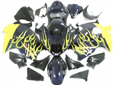 Cheap 1996-2007 Suzuki GSXR 1300 Motorcycle Fairings - Glossy Black Yellow Flame Canada