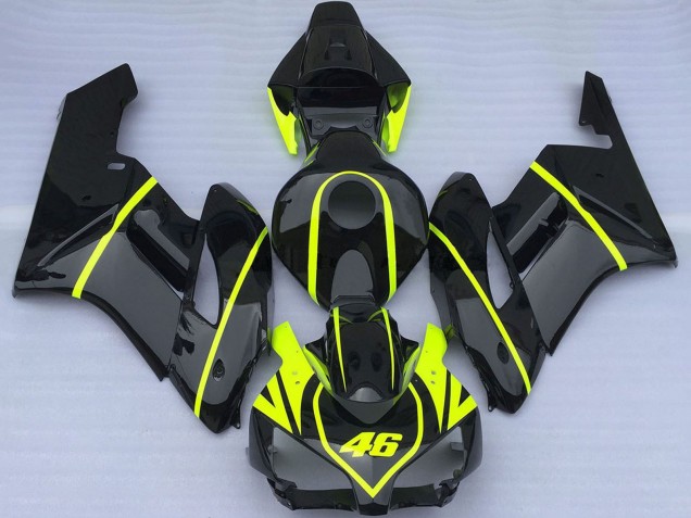 2004-2005 Honda CBR1000RR Motorcycle Fairings - Glossy Black High Viz Yellow 46 Canada