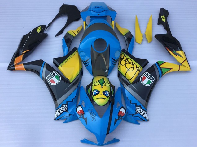 2012-2016 Honda CBR1000RR Motorcycle Fairings - Blue Yellow Glossy Black Shark Teeth Canada