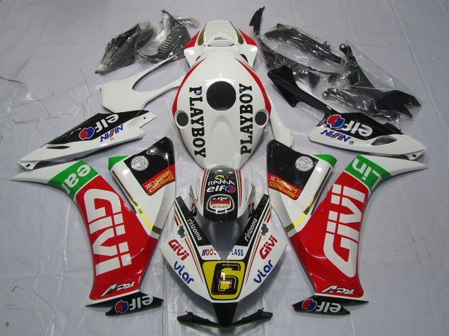 2012-2016 Honda CBR1000RR Motorcycle Fairings - White Red Green Givi PlayBoy Canada