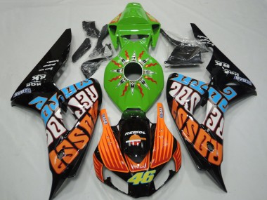 Cheap 2006-2007 Honda CBR1000RR Motorcycle Fairings - Green Orange Blue Glossy Black Rossi 46 Canada