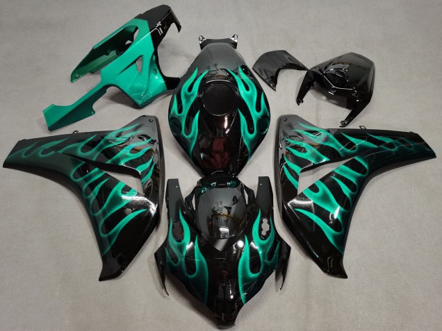 2008-2011 Honda CBR1000RR Motorcycle Fairings - Glossy Black Green Flame Canada