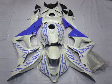 Cheap 2007-2008 Honda CBR600RR Motorcycle Fairings - White Blue Flame Canada