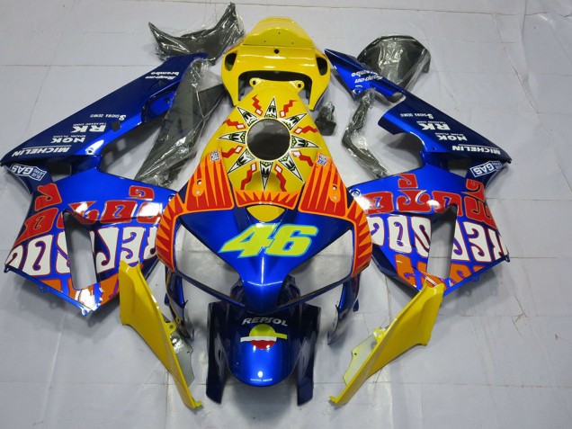 2005-2006 Honda CBR600RR Motorcycle Fairings - Yellow Blue Rossi 46 Canada
