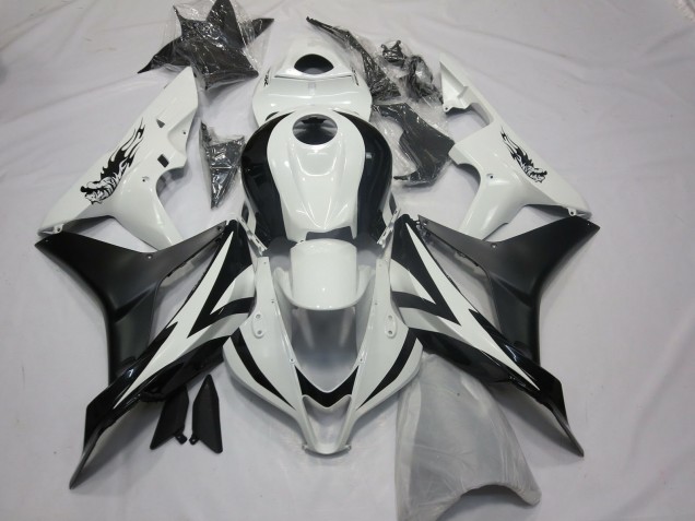 2007-2008 Honda CBR600RR Motorcycle Fairings - White Matte Black OEM Style Canada