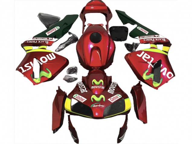 2003-2004 Honda CBR600RR Motorcycle Fairings - Red Yellow Green MoviStar Canada
