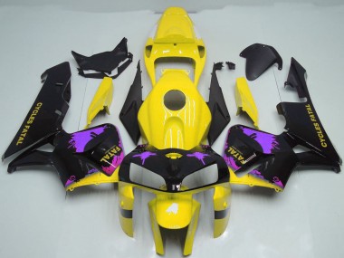 Cheap 2005-2006 Honda CBR600RR Motorcycle Fairings - Glossy Black Yellow Purple Splatter Canada