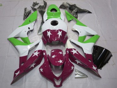 Cheap 2007-2008 Honda CBR600RR Motorcycle Fairings - White Green Maroon Red Stars Stripe Canada