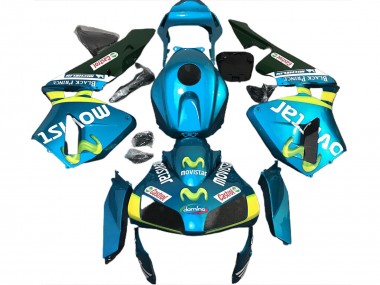 Cheap 2003-2004 Honda CBR600RR Motorcycle Fairings - Light Blue Yellow Green MoviStar Canada