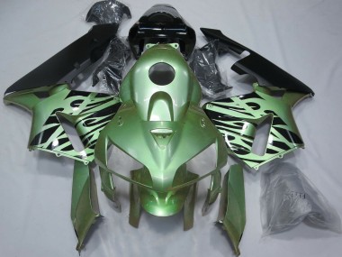 Cheap 2005-2006 Honda CBR600RR Motorcycle Fairings - Light Green Black Flame Canada