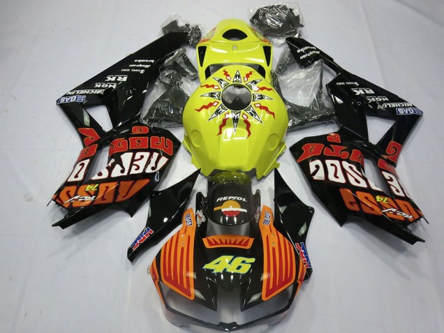 2013-2026 Honda CBR600RR Motorcycle Fairings - Yellow Orange Glossy Black Rossi 46 Canada