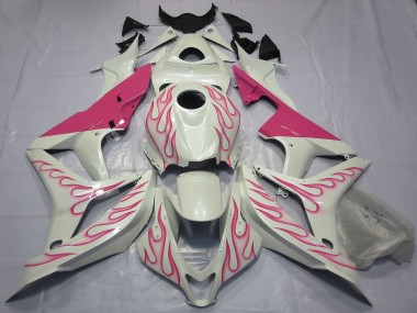 Cheap 2007-2008 Honda CBR600RR Motorcycle Fairings - White Pink Flame Canada
