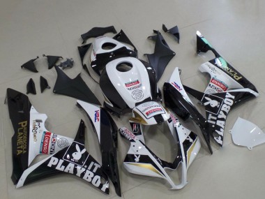 Cheap 2007-2008 Honda CBR600RR Motorcycle Fairings - White Gold Glossy Black PlayBoy Canada