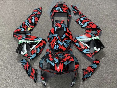 Cheap 2003-2004 Honda CBR600RR Motorcycle Fairings - Red Blue Camouflage Shark Canada