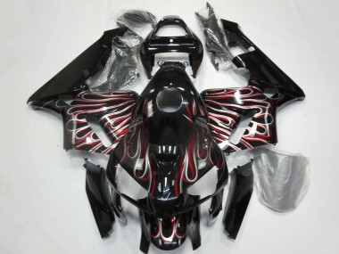 Cheap 2005-2006 Honda CBR600RR Motorcycle Fairings - Glossy Black Silver Red Flame Canada