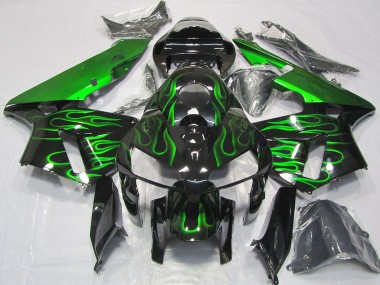 Cheap 2005-2006 Honda CBR600RR Motorcycle Fairings - Glossy Black Vibrant Green Flame Canada