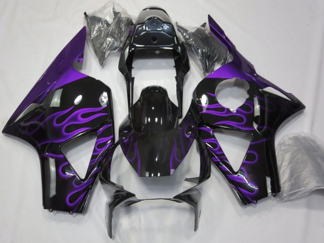 2002-2003 Honda CBR954RR Motorcycle Fairings - Glossy Black Purple Flame Canada