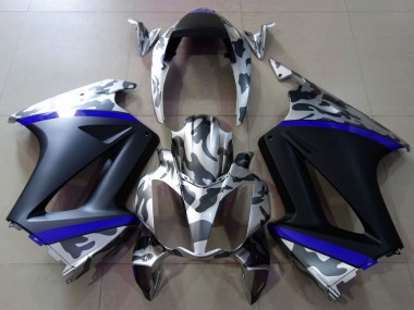 Cheap 2002-2013 Honda VFR 800 Motorcycle Fairings - Grey Camouflage Blue Matte Black Canada