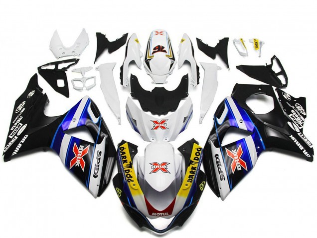 2009-2016 Suzuki GSXR 1000 Motorcycle Fairings - White Blue Black SPIDI Dark Dog Canada