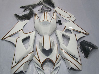 Cheap 2007-2008 Suzuki GSXR 1000 Motorcycle Fairings - Glossy White Orange Pinstripe Canada