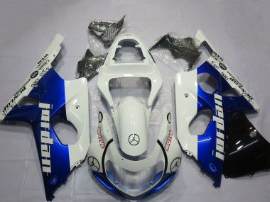 Cheap 2000-2002 Suzuki GSXR 1000 Motorcycle Fairings - White Blue Jordan Canada