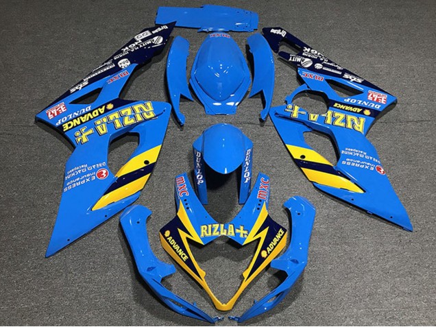 2005-2006 Suzuki GSXR 1000 Motorcycle Fairings - Blue Yellow Black Rizla Canada